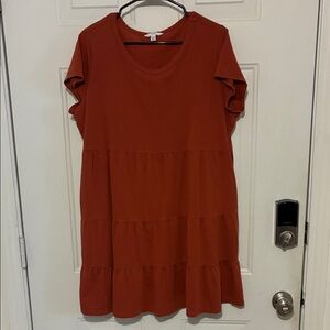 Time and Tru Rust Tiered Dress w/Pockets